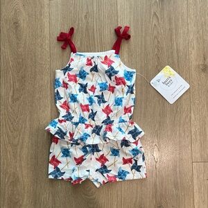 Burt's Bees Baby Red, White and Blue Romper